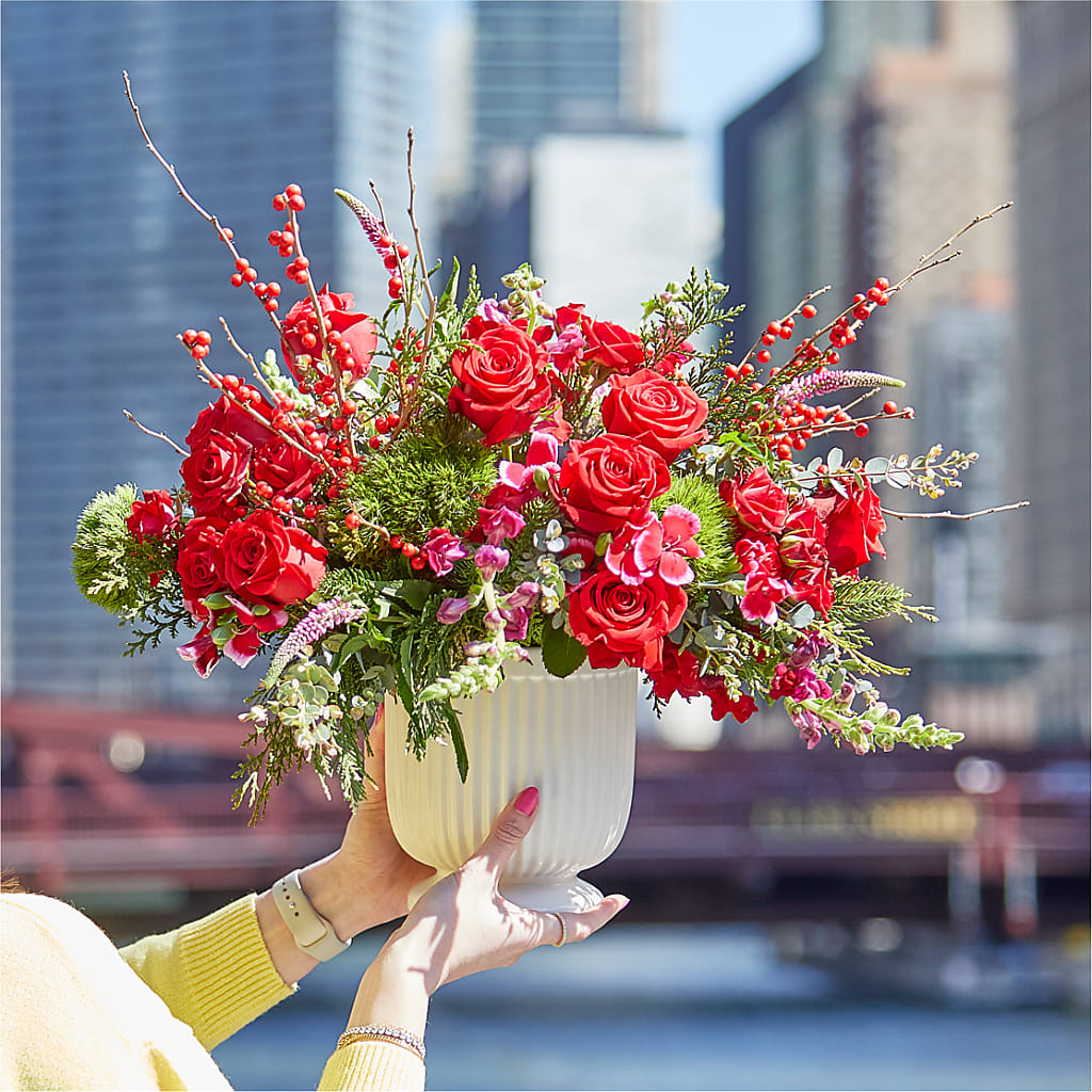 Big Red Bow Bouquet – Blossom Shop, Conroe TX