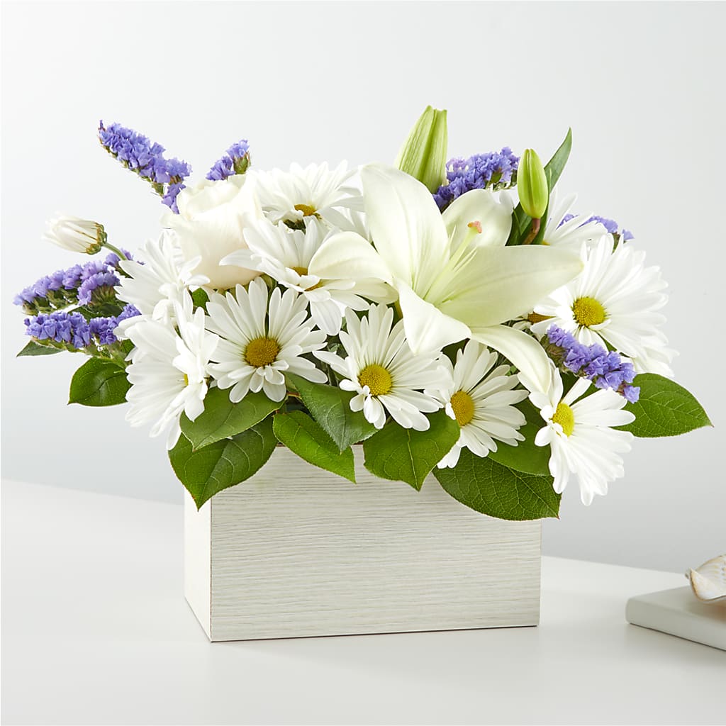 Beyond Blue Box Bouquet – Blossom Shop, Conroe TX