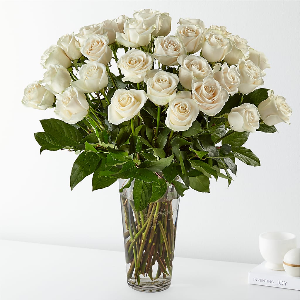 Long Stem White Rose Bouquet – Blossom Shop, Conroe TX