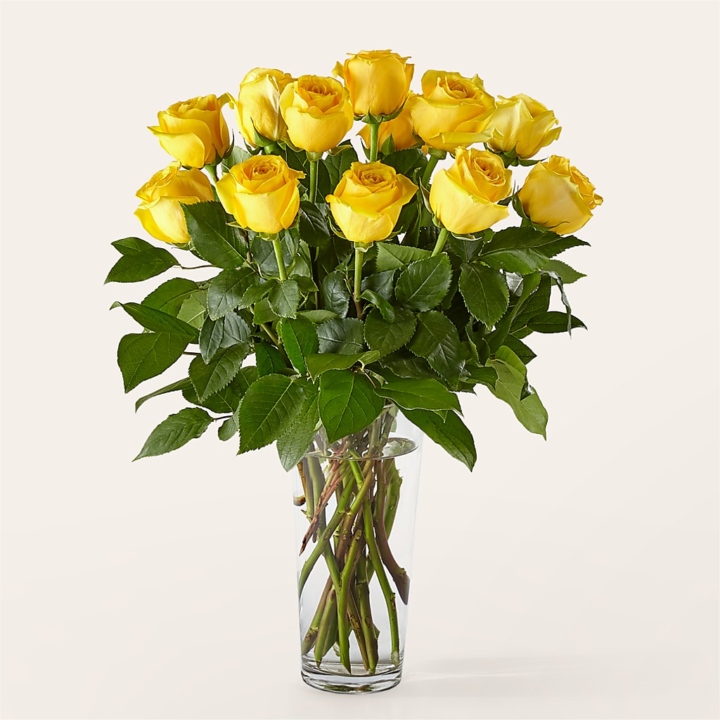 Long Stem Yellow Rose Bouquet – Blossom Shop, Conroe TX