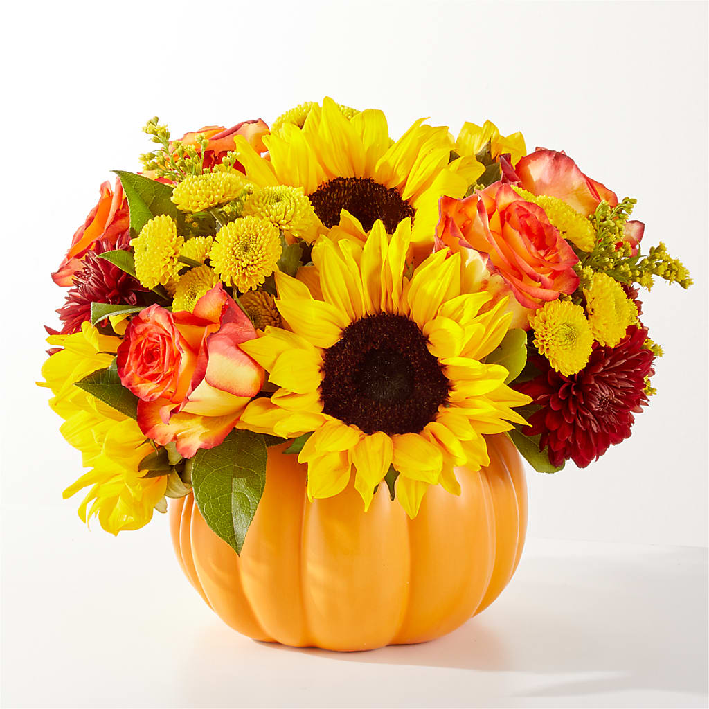 Golden Gourd Pumpkin Bouquet – Blossom Shop, Conroe TX