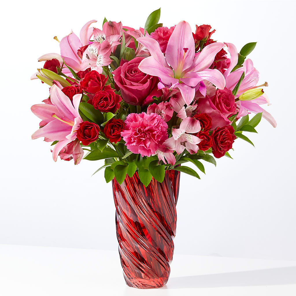 In Love Bouquet with Luxe Swirl Vase – Blossom Shop, Conroe TX