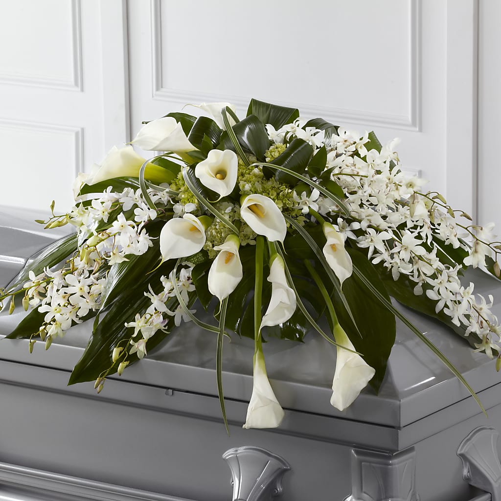 Angel Wings Casket Spray – Blossom Shop, Conroe TX