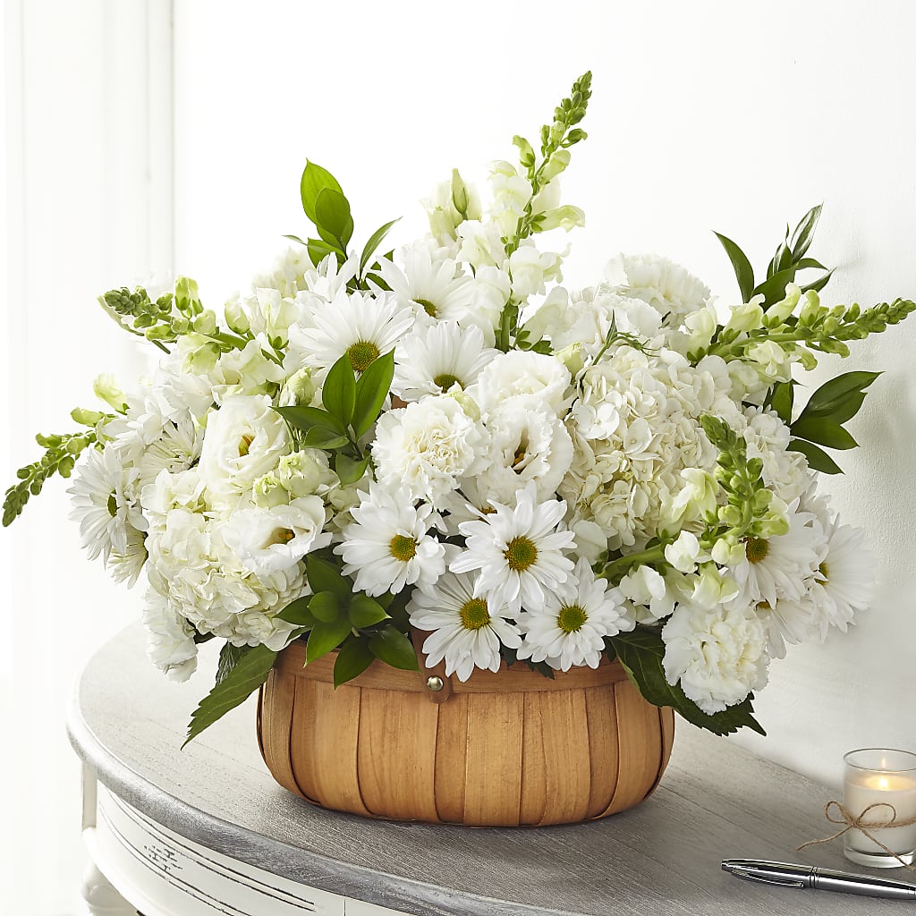 Pure Ivory Basket – Blossom Shop, Conroe TX