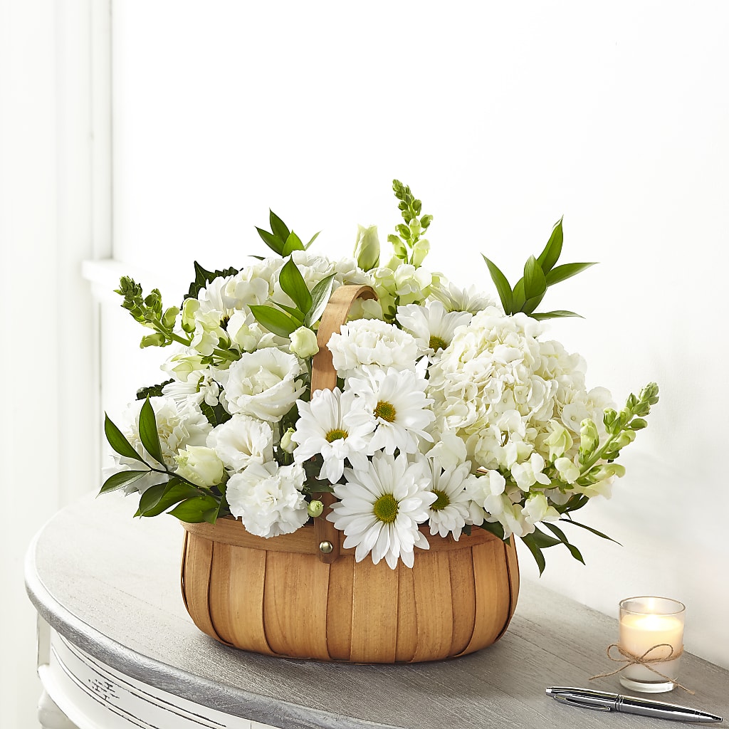 Pure Ivory Basket – Blossom Shop, Conroe TX