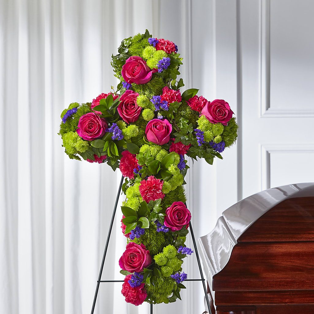 Tribute Rose Floral Cross – Blossom Shop, Conroe TX