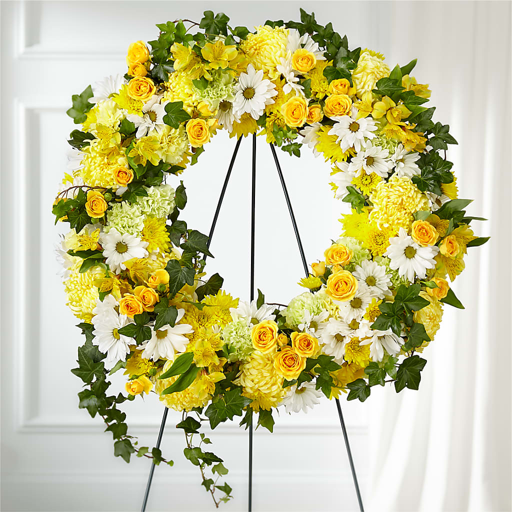 Golden Remembrance Wreath – Blossom Shop, Conroe TX