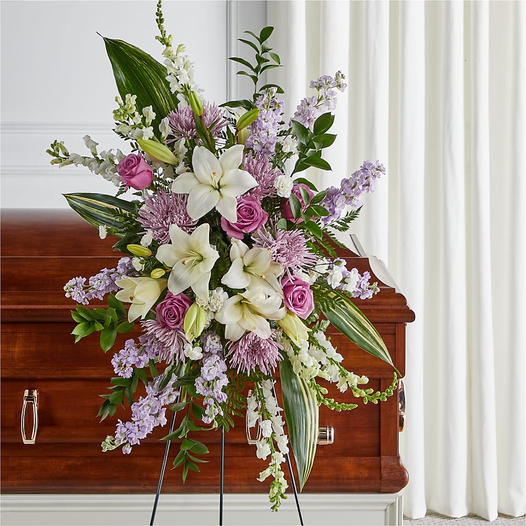 Grateful Hearts Standing Spray – Blossom Shop, Conroe TX