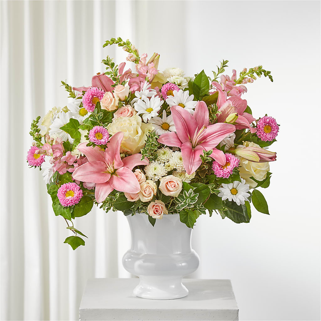Empathetic Blooms Urn Arrangement – Blossom Shop, Conroe TX