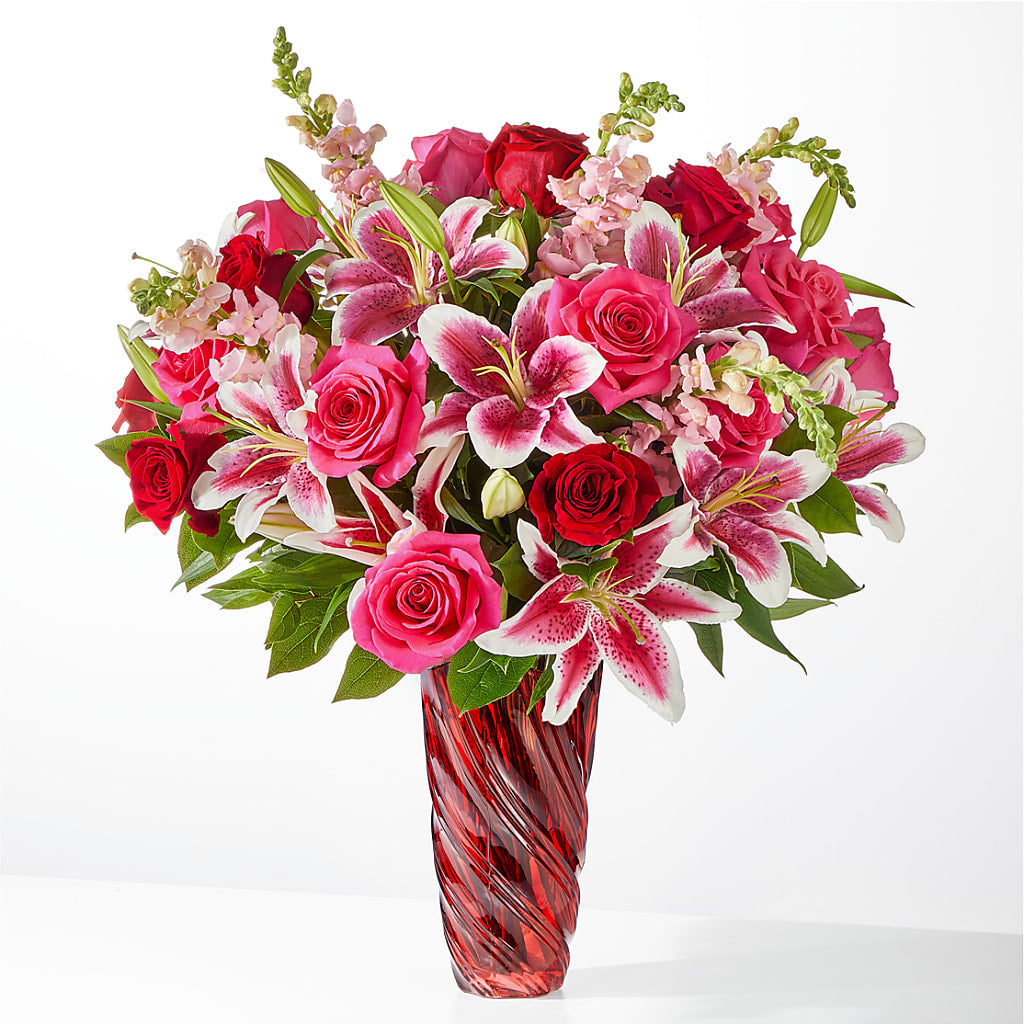 Always You Bouquet with Luxe Swirl Vase – Blossom Shop, Conroe TX