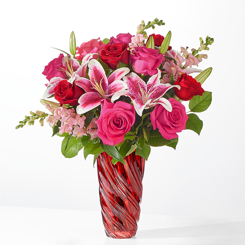 Always You Bouquet with Luxe Swirl Vase – Blossom Shop, Conroe TX