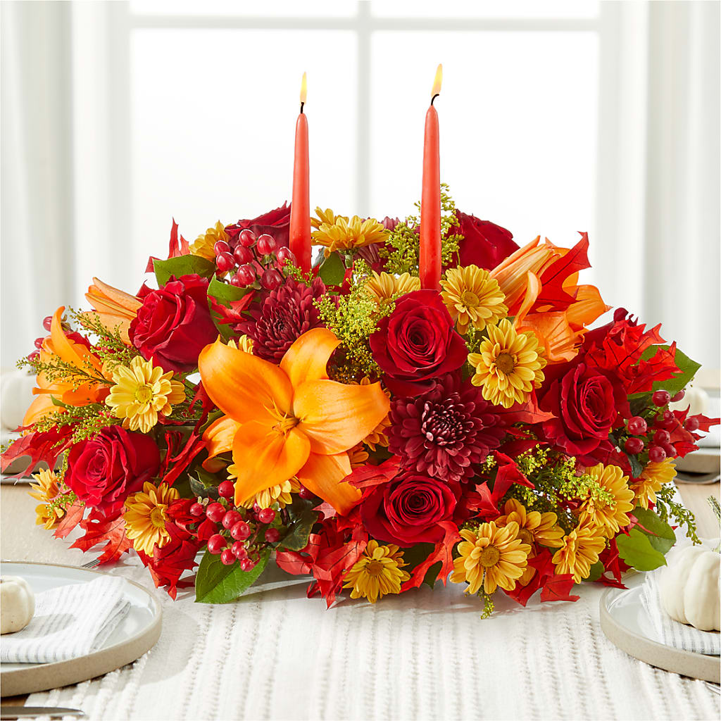 Autumn's Embrace Centerpiece – Blossom Shop, Conroe TX