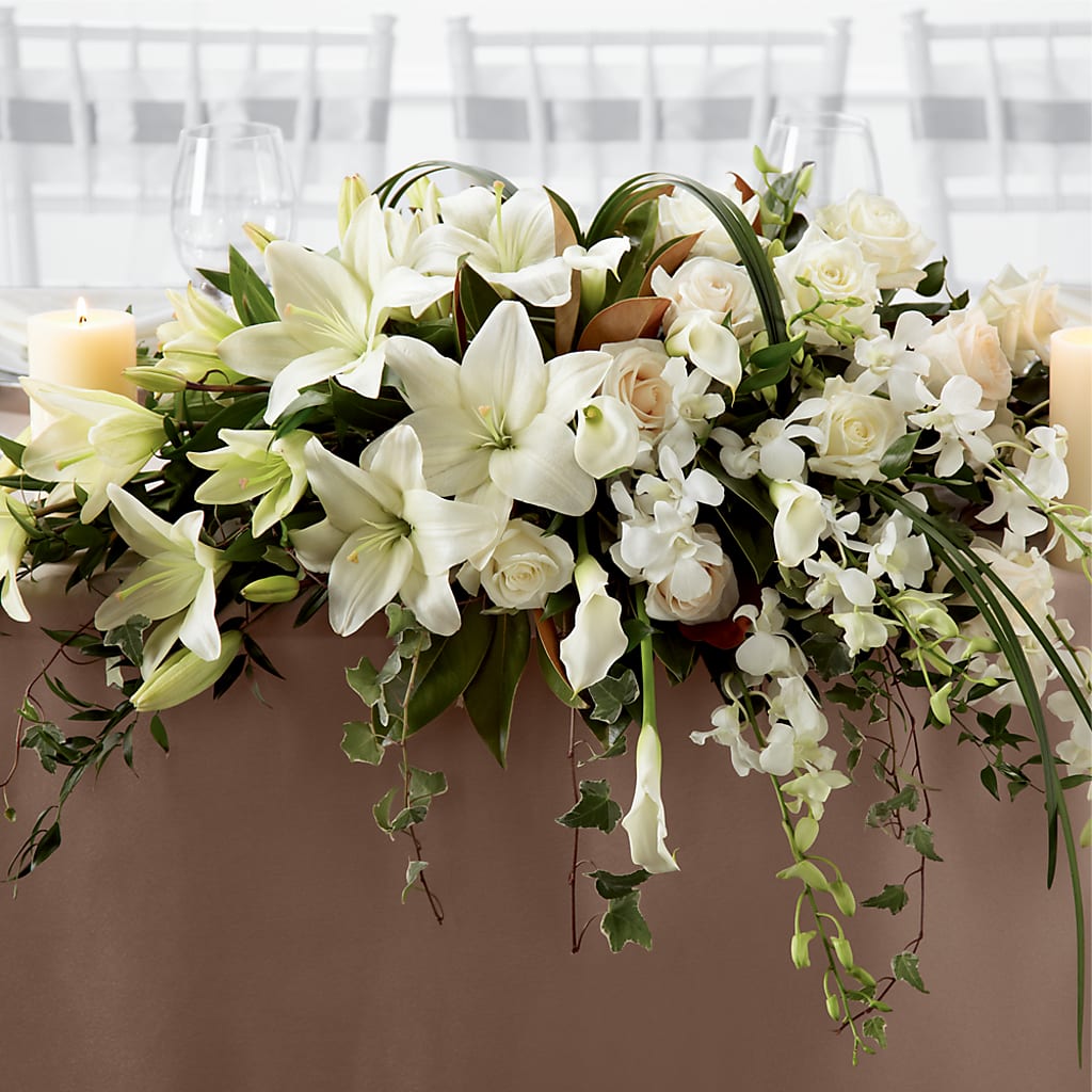 White Linen Arrangement – Blossom Shop, Conroe TX