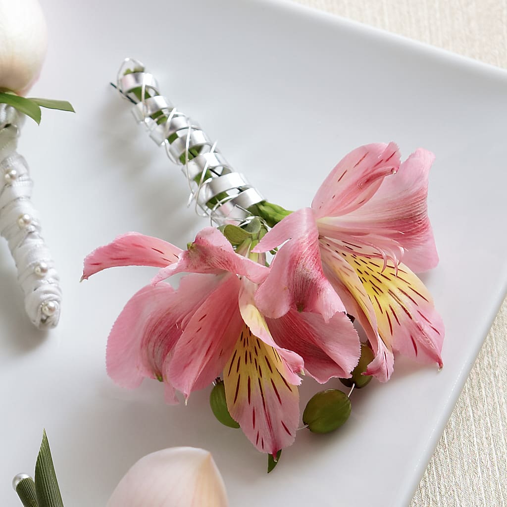Pink Peruvian Lily Boutonniere – Blossom Shop, Conroe TX