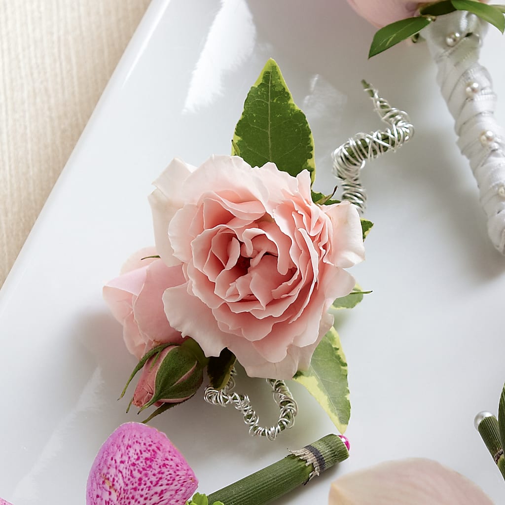Pink Spray Rose Boutonniere – Blossom Shop, Conroe TX