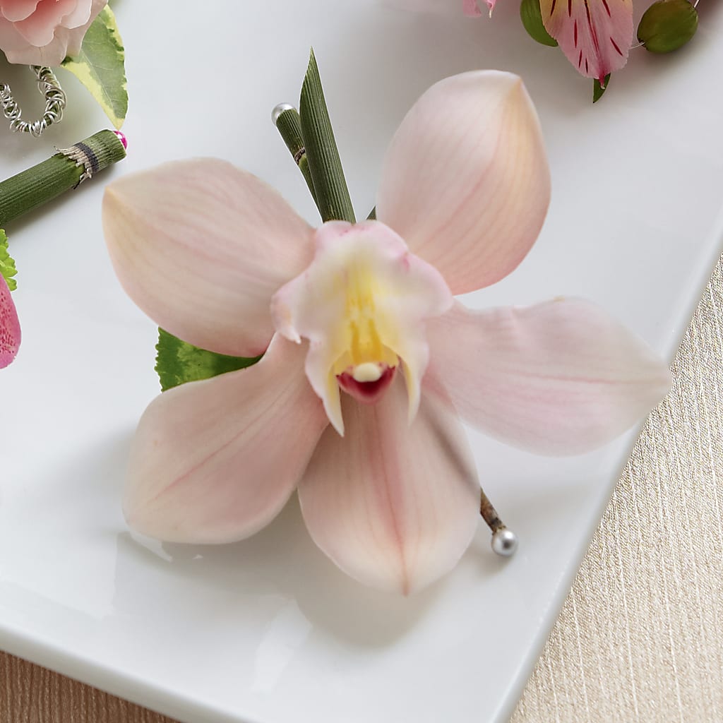Pink Cymbidium Boutonniere – Blossom Shop, Conroe TX