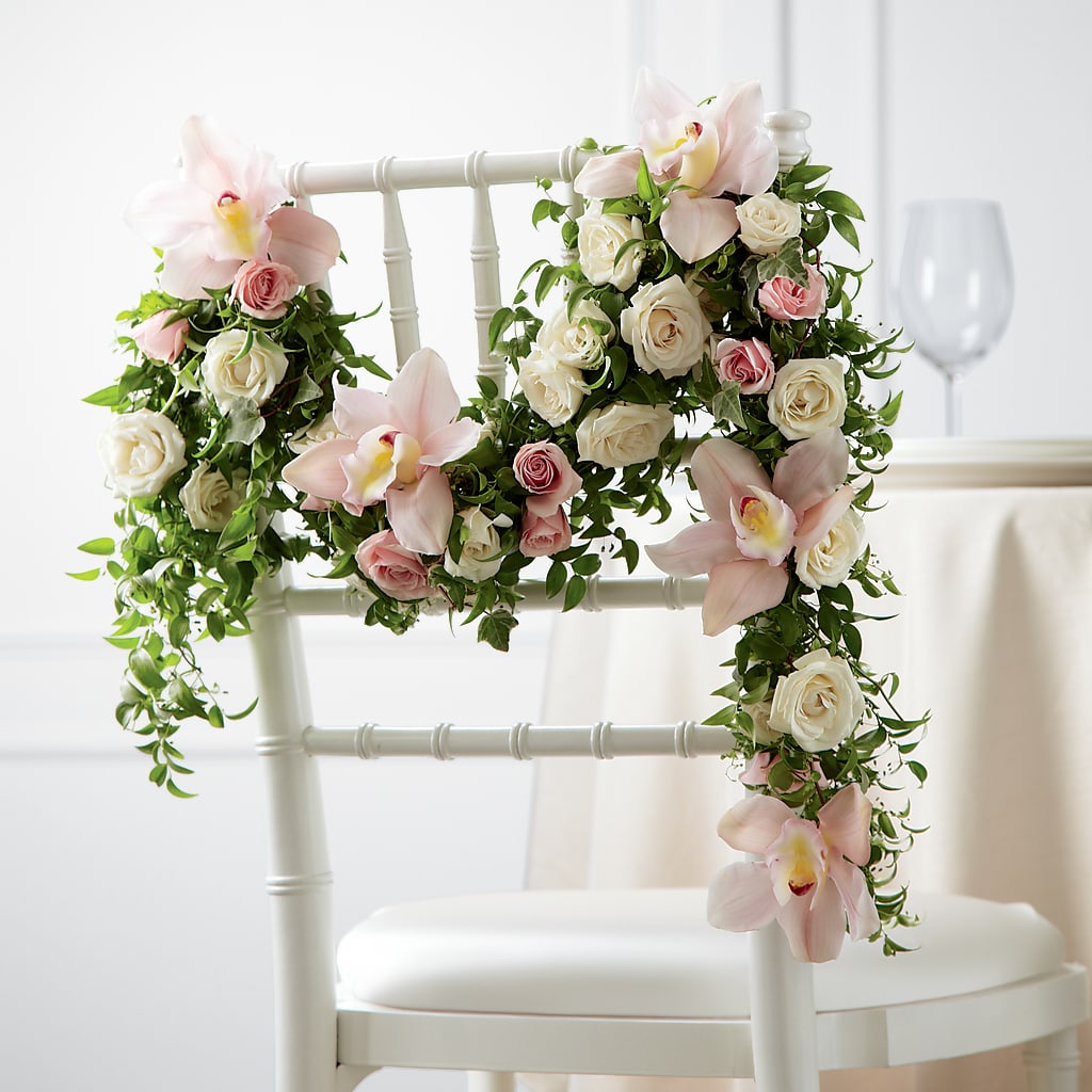 Orchid Rose Chair Décor – Blossom Shop, Conroe TX