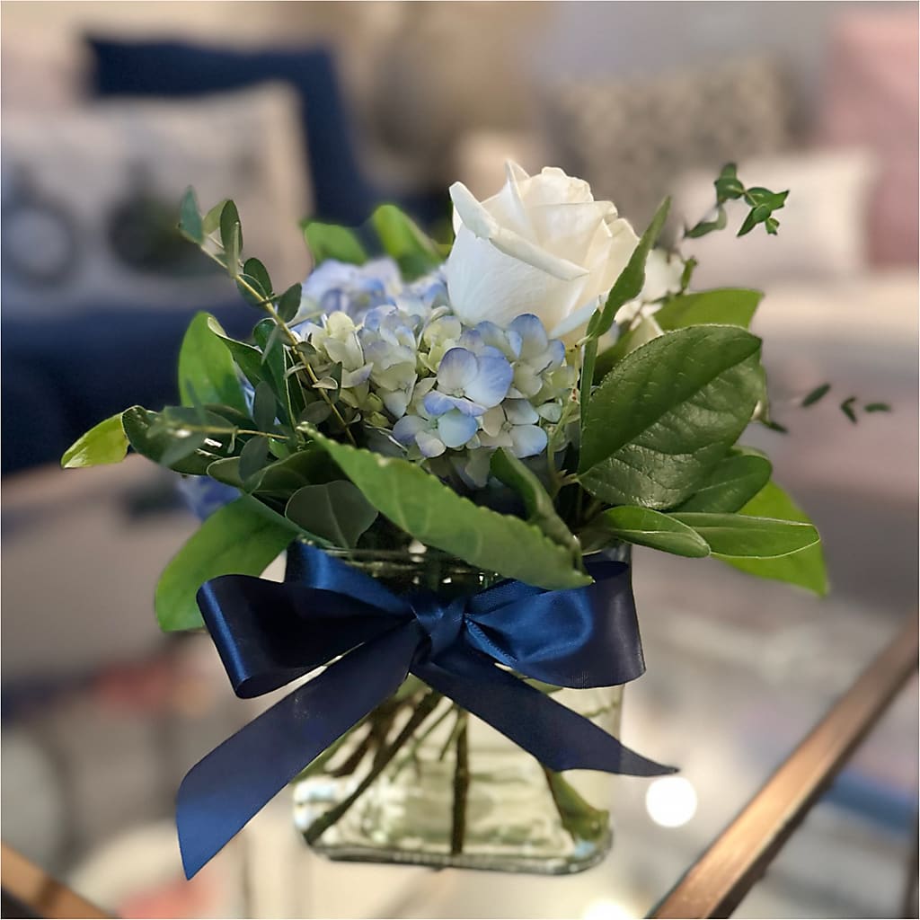 Sky Blue Delight Bouquet –  Blossom Shop, Conroe TX