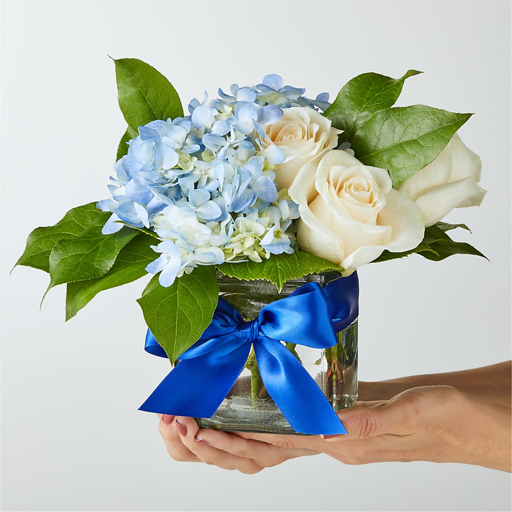 Sky Blue Delight Bouquet –  Blossom Shop, Conroe TX