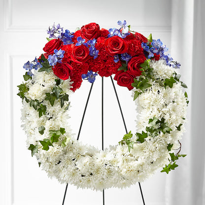 Patriotic Passion Wreath –  Blossom Shop, Conroe TX