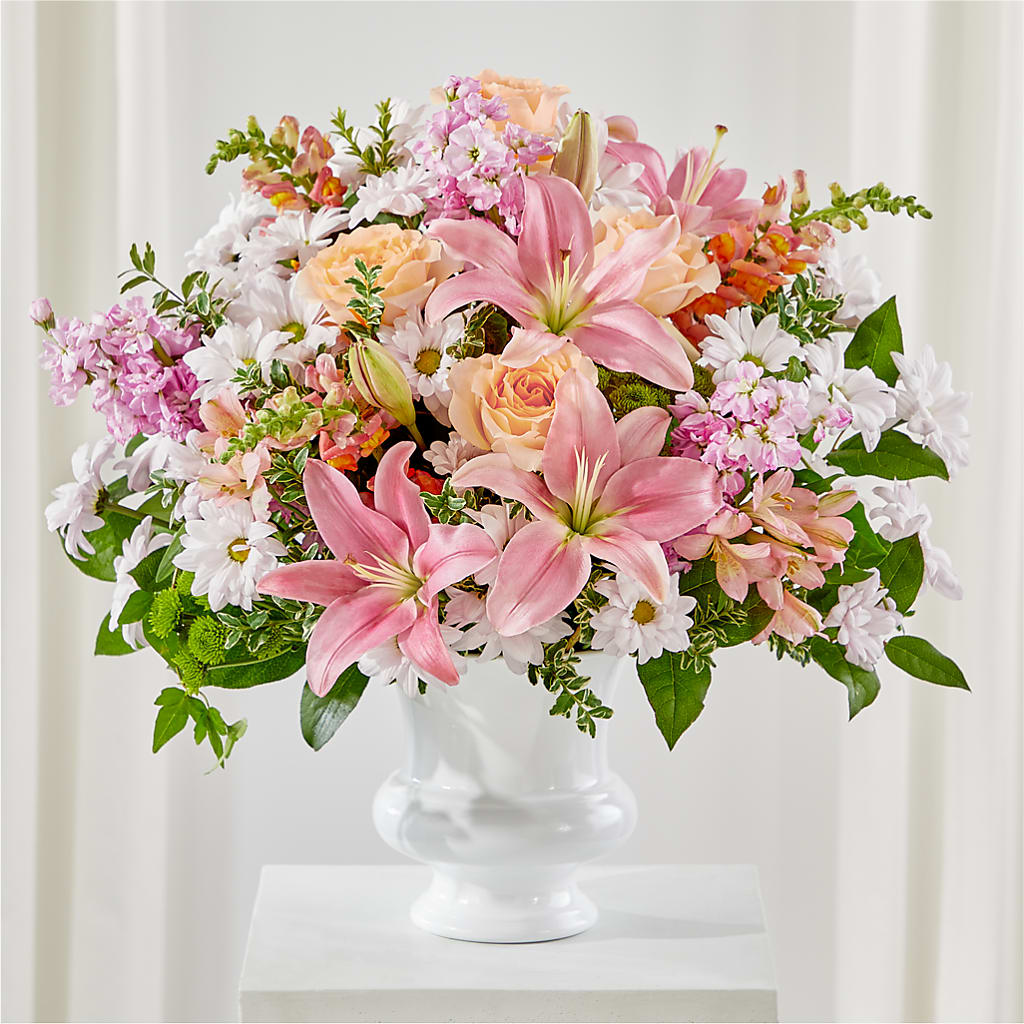 Heartfelt Gesture Urn Arrangement –  Blossom Shop, Conroe TX