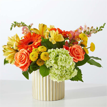 Autumn Sunshine Bouquet with Ivory Vase –  Blossom Shop, Conroe TX