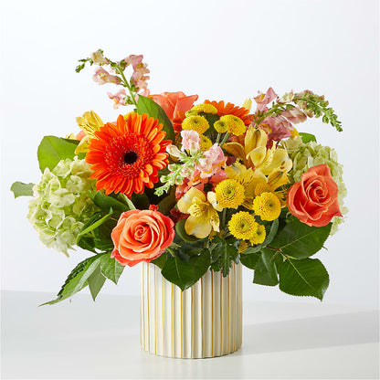 Autumn Sunshine Bouquet with Ivory Vase –  Blossom Shop, Conroe TX