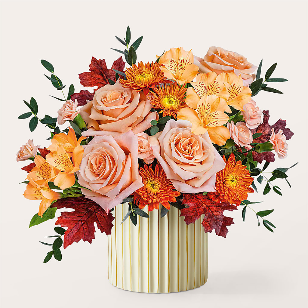 Spiced Latte Bouquet with Ivory Vase –  Blossom Shop, Conroe TX
