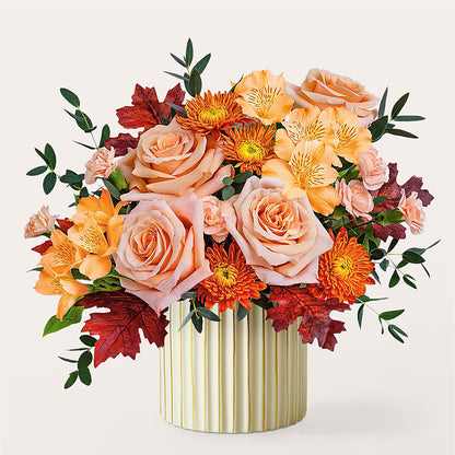 Spiced Latte Bouquet with Ivory Vase –  Blossom Shop, Conroe TX