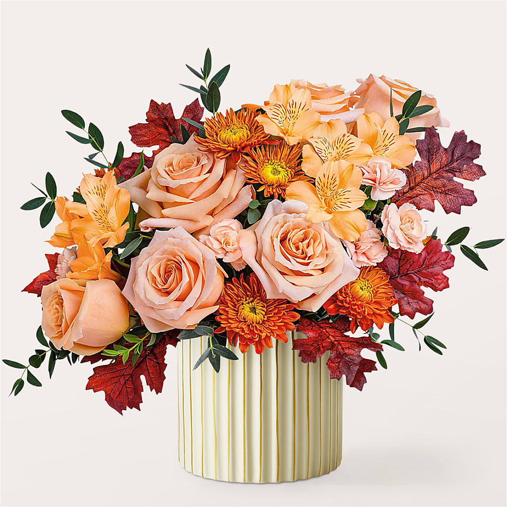 Spiced Latte Bouquet with Ivory Vase –  Blossom Shop, Conroe TX