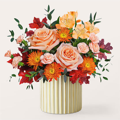 Spiced Latte Bouquet with Ivory Vase –  Blossom Shop, Conroe TX