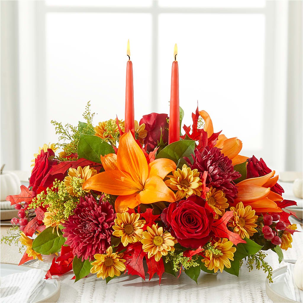 Autumn's Embrace Centerpiece –  Blossom Shop, Conroe TX