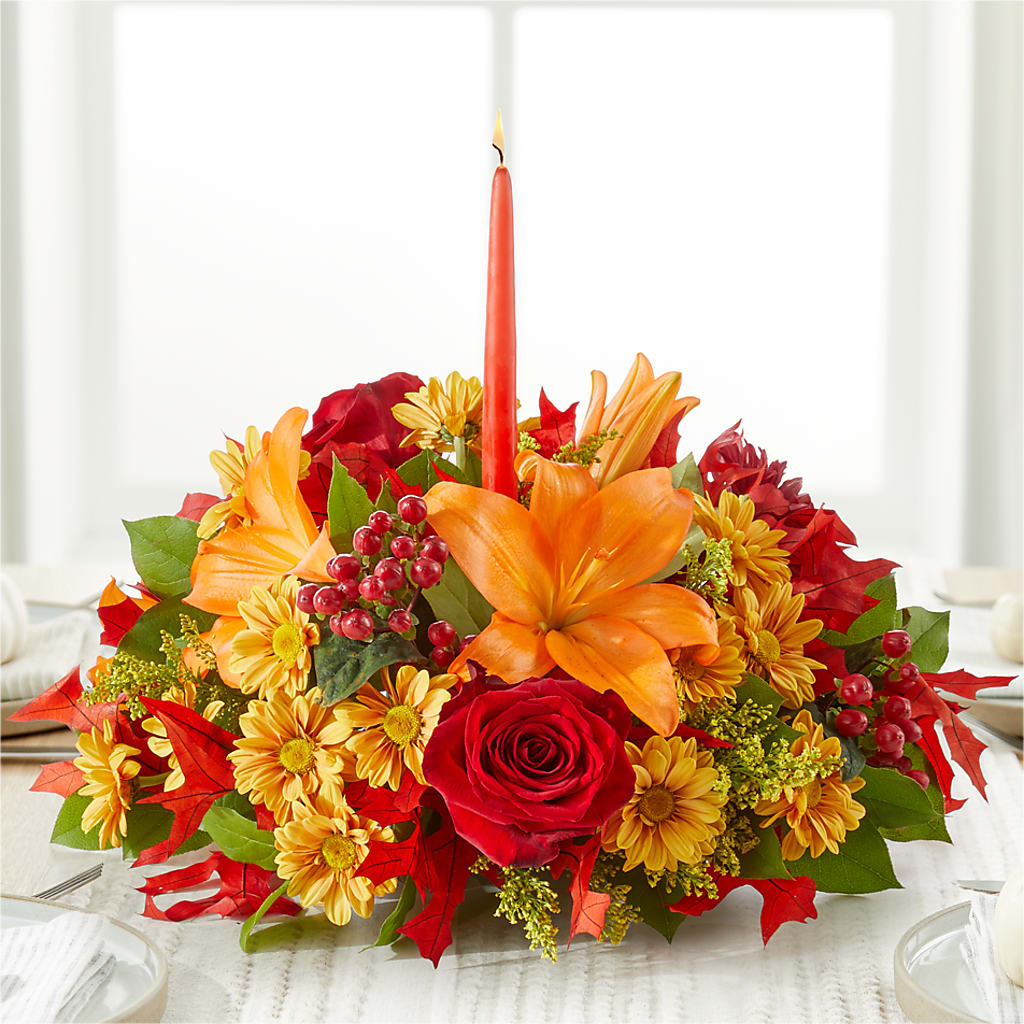 Autumn's Embrace Centerpiece –  Blossom Shop, Conroe TX