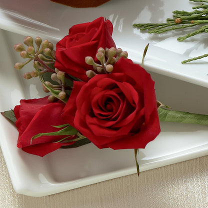 Red Spray Rose Boutonniere –  Blossom Shop, Conroe TX