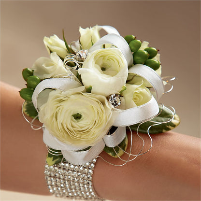 White Wedding Corsage –  Blossom Shop, Conroe TX